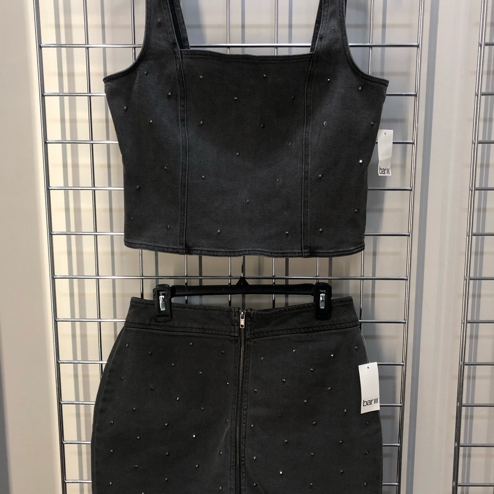 Bar III Black Mini Pencil Skirt Set for Cocktail Events